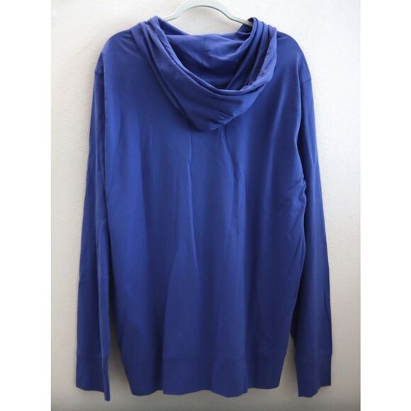 RLX Ralph Lauren Men’s Sz L Blue Lightweight Pima Cotton Henley Hoodie - Picture 2 of 12